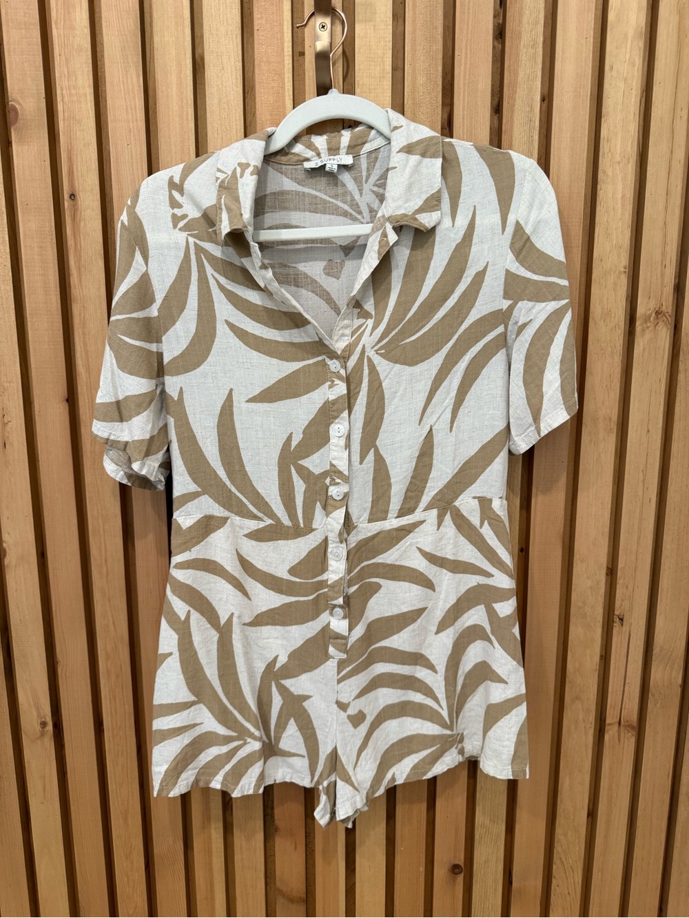 ZSupply Palm Print Linen Blend Romper size small